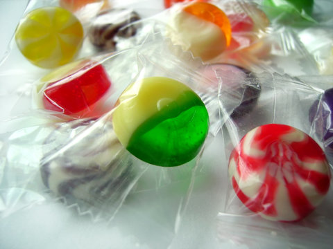 Heap of color sweets in wrapper