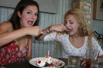 Girls eating the Birthday dessert