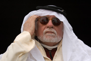 older middle-eastern man in Arabian headress 