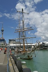 Fototapeta na wymiar ¯aglowiec kotwiczenia w porcie Auckland