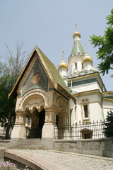 Fototapeta na wymiar Rosyjski Kościół (św. Mikołaja) w Sofii, Bułgaria