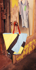 Fototapeta na wymiar Tote bag hanging on a door
