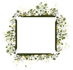 Abstract grunge floral frame, vector illustration