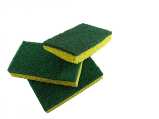 Three Green and Yellow Kitchen Sponges