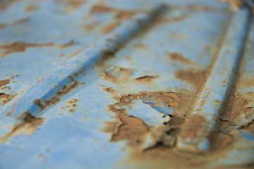 Blue old-fashioned rusty ancient car Praga V3S.