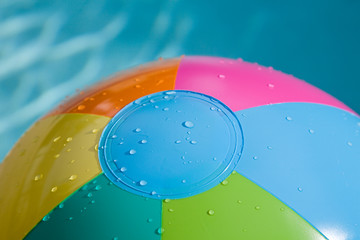 Beach ball close-up with water dropplets