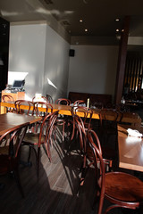 Small cozy cafe in the morning, nobody