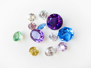 Multicolor gemstones close-up