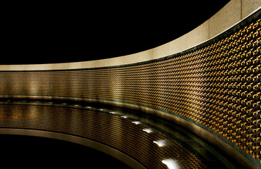 Night Shot of the World War II Memorial Star Wall
