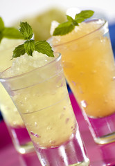 fresh lemon and orange granita close up