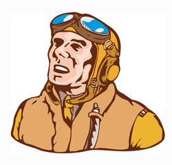 World war two ace pilot on white background © Redwater Vectors