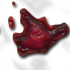 a big image of an old dried red blood clot