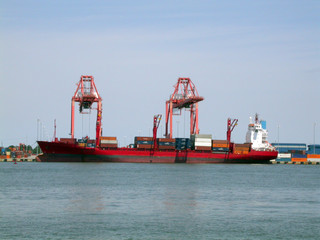 loading a cargo ship in norfolk virginia