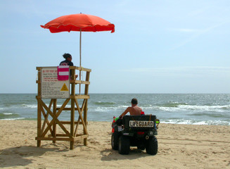 two lifeguards at a station in virginia beach