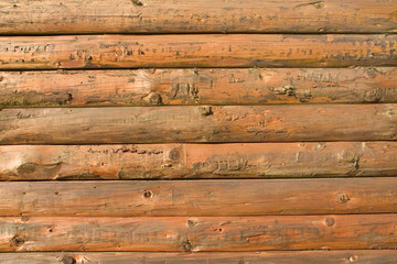 close up view on wooden wall of small mountain bungalow.