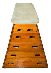 Piece of gym equipment known as a Vaulting horse.