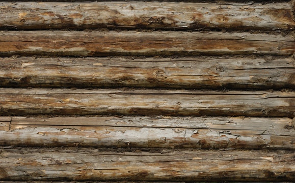 Old rural wall made logs