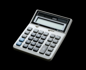 White calculator on black background