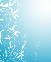 Fototapeta na wymiar Flower background with butterfly, vector illustration