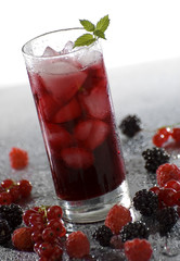 close up of a cold drink with mint on top