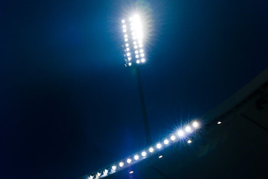 Spotlights in stadium
