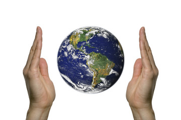 two hands holding the beatifull blue earth