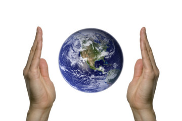 two hands holding the beatifull blue earth
