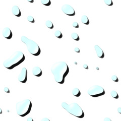 pale blue water drops on a white background