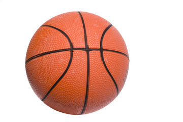 a closeup of a basketball over white
