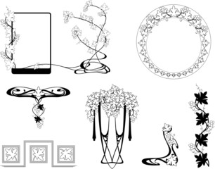 Collection of patterns in style art nouveau