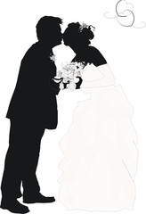illustration with wedding couple silhouette