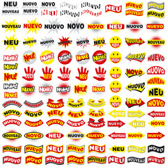 Stickers NEU NUEVO NUOVO NOUVEAU NOVO