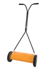 Hand push lawn raker isolated on a white background