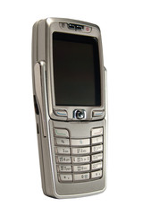 Silver smartphone. Isolated on white.