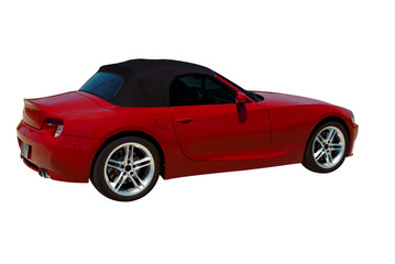 Red convertible sports car roadster  isolated on a white.