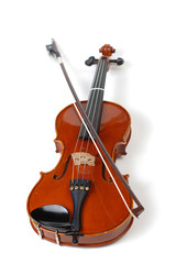 A beautiful violin on a white background.