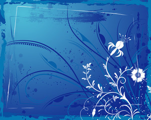 Fototapeta na wymiar Abstract grunge floral frame, vector illustration