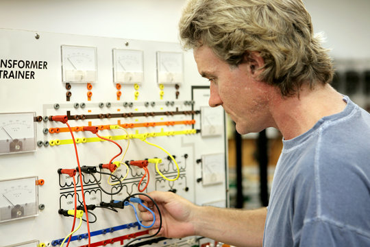 An electrician taking continuing education 