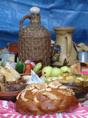 Ukrainian festive meals close-up on open-air 06