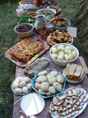 Ukrainian festive meals close-up on open-air 03