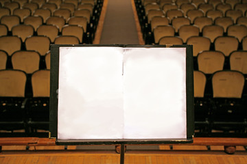 music stand with empty white paper