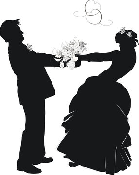 illustration with wedding couple