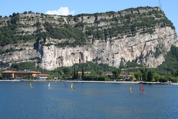 Windsurfers on Lake Garda.