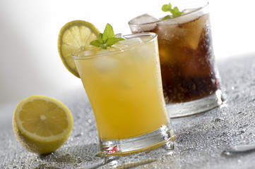 cold fresh yellow drink close up shoot
