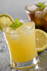 cold fresh yellow drink close up shoot