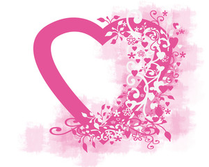 Computer illustration:   Pink and white heart design