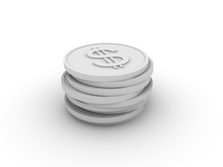 Pile of 3D coins - dollar