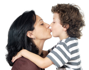 boy kiss his mother in the Mother´s day