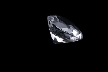 Close Up of a Cut Diamond on black background