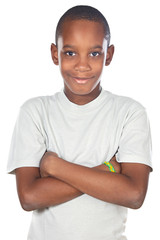 adorable African boy a over white background